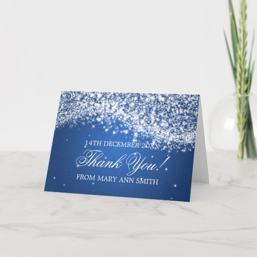 Baby shower Dank u Sparkling Wave Blue Bedankkaart (Voorkant)