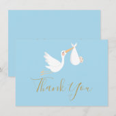 Baby shower dank u speciale levering blauw bedankkaart (Voorkant / Achterkant)