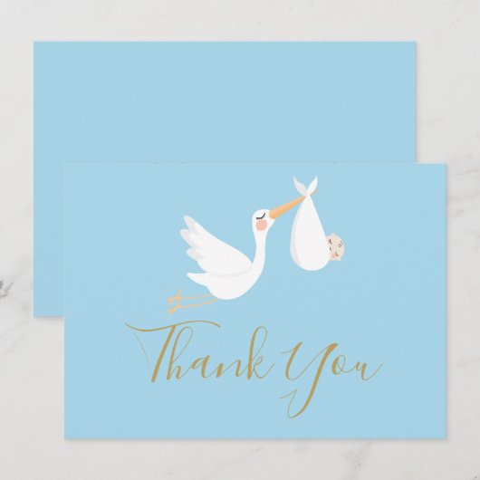 Baby shower dank u speciale levering blauw bedankkaart (Voorkant / Achterkant)