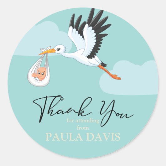Baby shower Dank u Sticker (Voorkant)