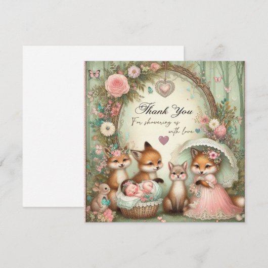 Baby shower Dank u Stickers Kaart (Voorkant / Achterkant)