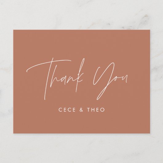 Baby shower dank u terracotta elegant modern briefkaart (Voorkant)