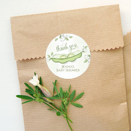Baby shower Dank u twee erwten in een pod Ronde Sticker