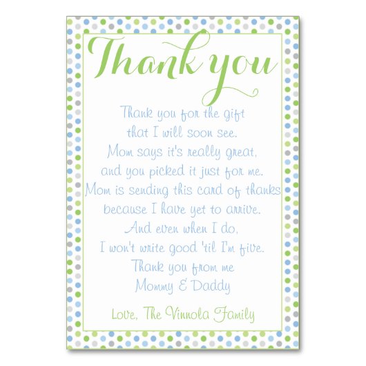 Baby shower Dank U van baby Kaart (Voorkant)