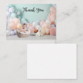 Baby shower Dank u voor ballonfotoachtergrond Notitiekaartje (Voorkant / Achterkant)