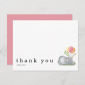 Baby shower Dank u voor uw naam Slapend Elephant P Notitiekaartje (Voorkant / Achterkant)
