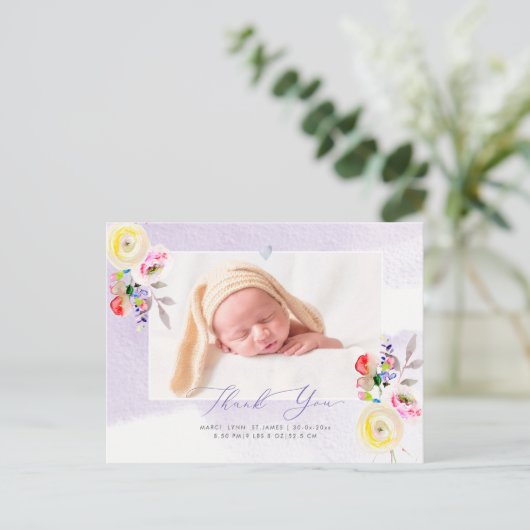 Baby shower Dank u Waterverf gele rozen Briefkaart (Staand voorkant)