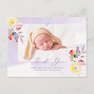 Baby shower Dank u Waterverf gele rozen Briefkaart