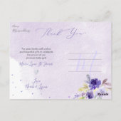 Baby shower Dank u Waterverf Violet Rozen Briefkaart (Achterkant)