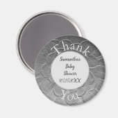 Baby shower Dank u wel Elegant Silver-waardering Magneet (Voorkant / Achterkant)