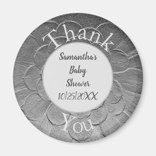 Baby shower Dank u wel Elegant Silver-waardering Magneet (Voorkant)