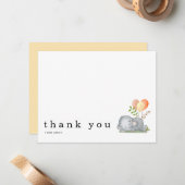 Baby shower Dank u wel Elephant Aslapen Yellow Notitiekaartje (Voorkant / Achterkant in situ)