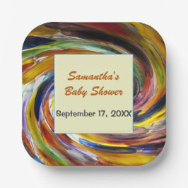 Baby shower Dank u wel geneutrale kleurrijke Papieren Bordje