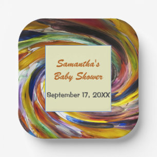 Baby shower Dank u wel geneutrale kleurrijke Papieren Bordje