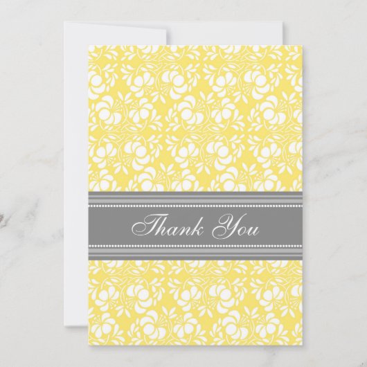 baby shower Dank u wel kaarten Lemon Grey Damask (Voorkant)
