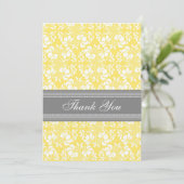 baby shower Dank u wel kaarten Lemon Grey Damask (Staand voorkant)