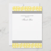 baby shower Dank u wel kaarten Lemon Grey Damask (Achterkant)