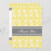 baby shower Dank u wel kaarten Lemon Grey Damask (Voorkant / Achterkant)