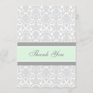 baby shower Dank u wel kaarten Mint Grey Damask