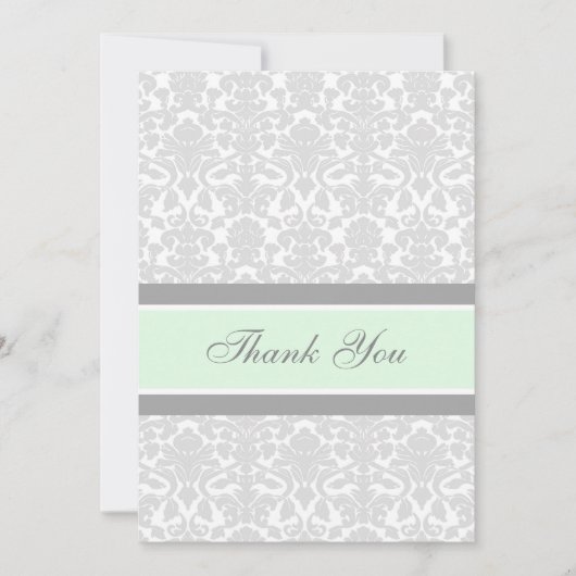 baby shower Dank u wel kaarten Mint Grey Damask (Voorkant)
