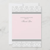baby shower Dank u wel kaarten Roze grijze Damask (Achterkant)