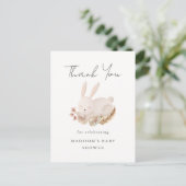 Baby shower Dank u wel met Cute Sleeping Bunny Briefkaart (Staand voorkant)