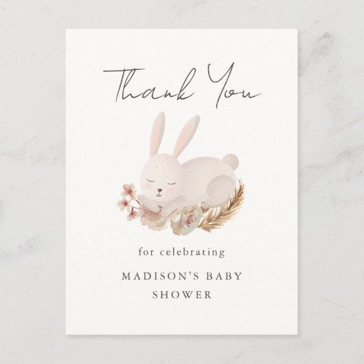 Baby shower Dank u wel met Cute Sleeping Bunny Briefkaart (Voorkant)