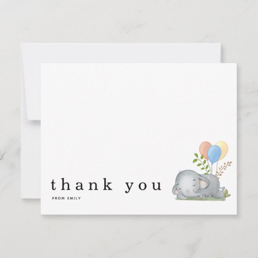 Baby shower Dank u wel, u heet Slapend Elephant Bl Notitiekaartje (Voorkant)