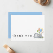 Baby shower Dank u wel, u heet Slapend Elephant Bl Notitiekaartje (Voorkant / Achterkant in situ)