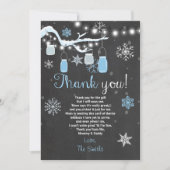 Baby shower Dank u Winter Baby boy blauw Bedankkaart (Voorkant)