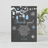 Baby shower Dank u Winter Baby boy blauw Bedankkaart (Staand voorkant)