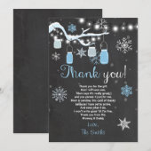Baby shower Dank u Winter Baby boy blauw Bedankkaart (Voorkant / Achterkant)