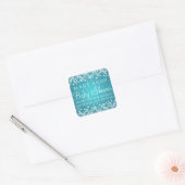 Baby shower Dank u Winter Sparkle Turquoise Vierkante Sticker (Envelop)