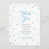 Baby Shower Dankgedicht met Blauwe Hartjes Bedankt (Voorkant / Achterkant)
