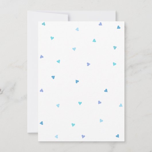 Baby Shower Dankgedicht met Blauwe Hartjes Bedankt (Achterkant)