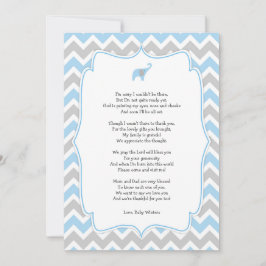 Baby shower Dankjewel, Blauwe olifant Bedankkaart