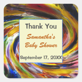 Baby Shower Dankjewel Kleurrijk Geslacht Neutraal Vierkante Sticker