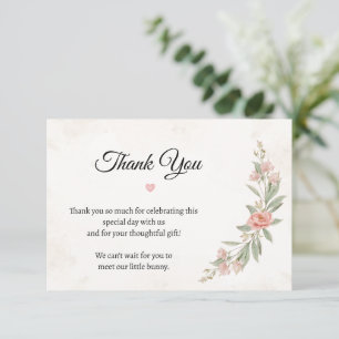Baby Shower Dankkaart Bloemkonijn Roze W