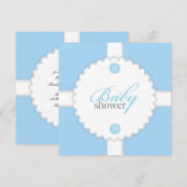 Baby shower Dantel Boy Flat Invitation Kaart (Voorkant / Achterkant)