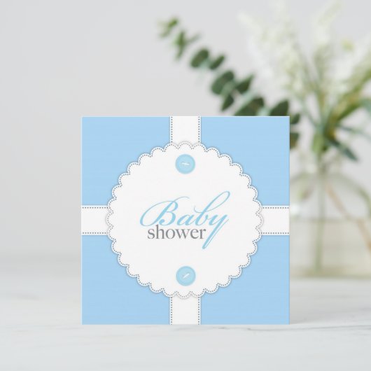 Baby shower Dantel Boy Flat Invitation Kaart (Staand voorkant)