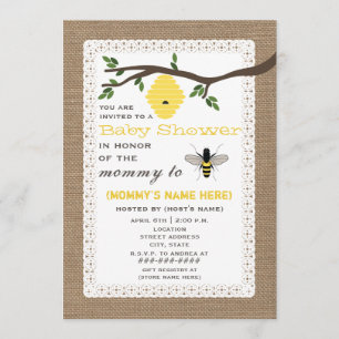 Baby shower dat door honingbijen wordt geschat kaart
