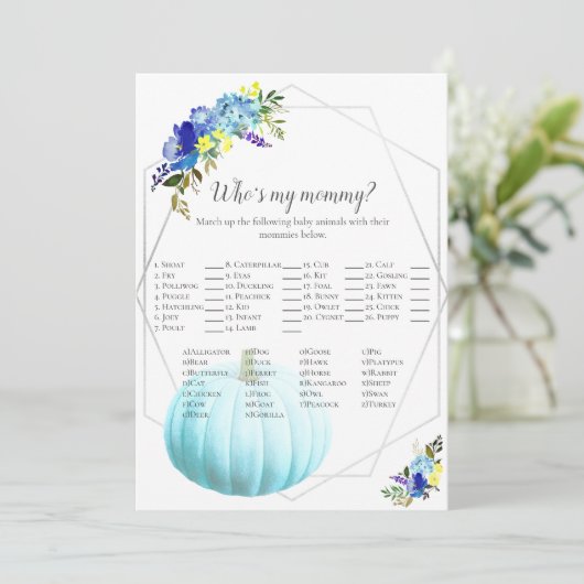 Baby shower dat mijn mama is | Blauw Kaart (Staand voorkant)