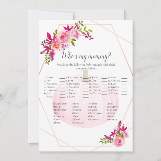 Baby shower dat mijn mama pompoen is kaart (Voorkant)