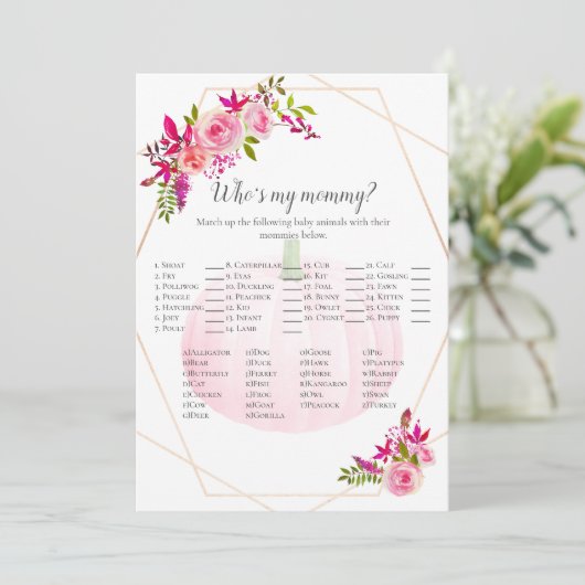 Baby shower dat mijn mama pompoen is kaart (Staand voorkant)