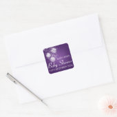 Baby shower Datum Feestelijke Baubles Paarse Vierkante Sticker (Envelop)