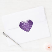 Baby shower Datum  Kant Paarse Hart Sticker (Envelop)