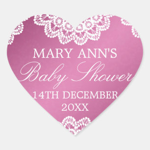 Baby shower Datum  Kant Roze Hart Sticker