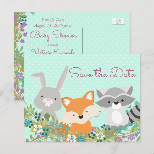 Baby shower De datum opslaan Briefkaart (Voorkant / Achterkant)