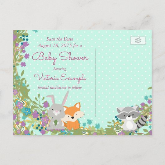 Baby shower De datum opslaan Briefkaart (Achterkant)