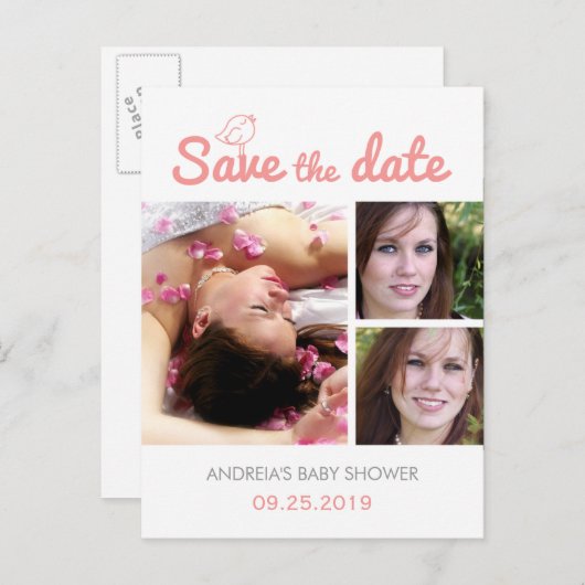 Baby shower De datum opslaan Briefkaarten Aangepas (Voorkant / Achterkant)